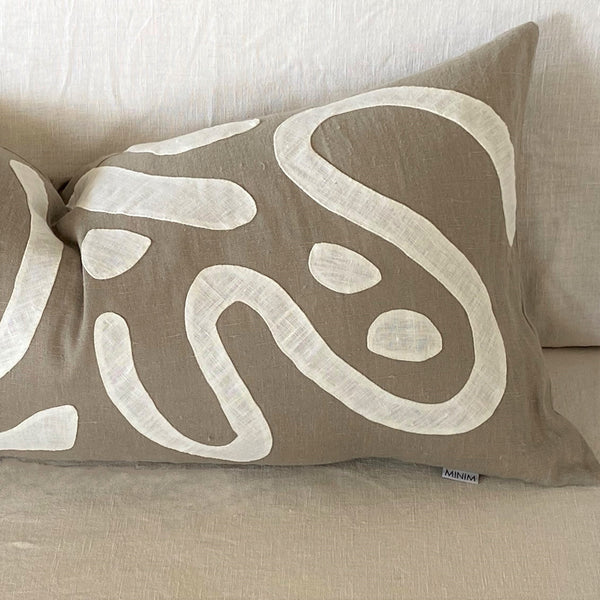 SQUIGGLES CUSHION Natural linen